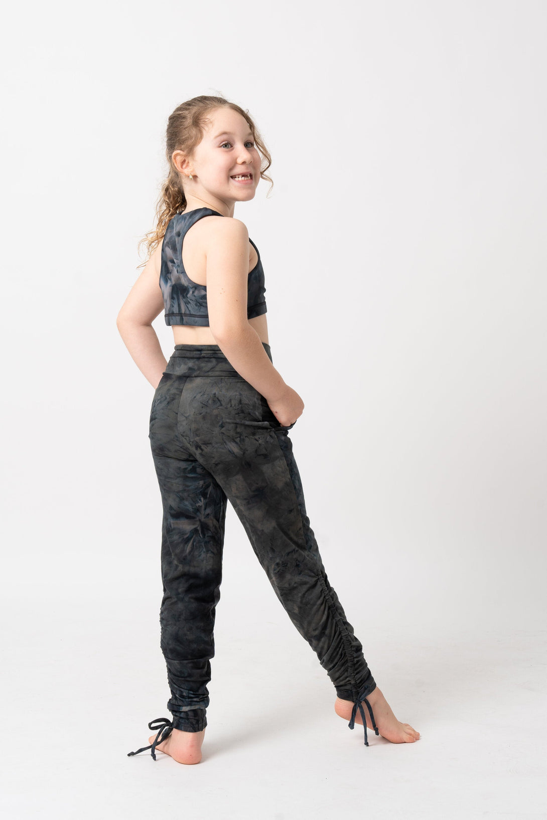 Dark and Moody Tie Dye Soft To Touch - Kids Jogger Long Tie Sides W/ Pockets-Activewear-Exoticathletica