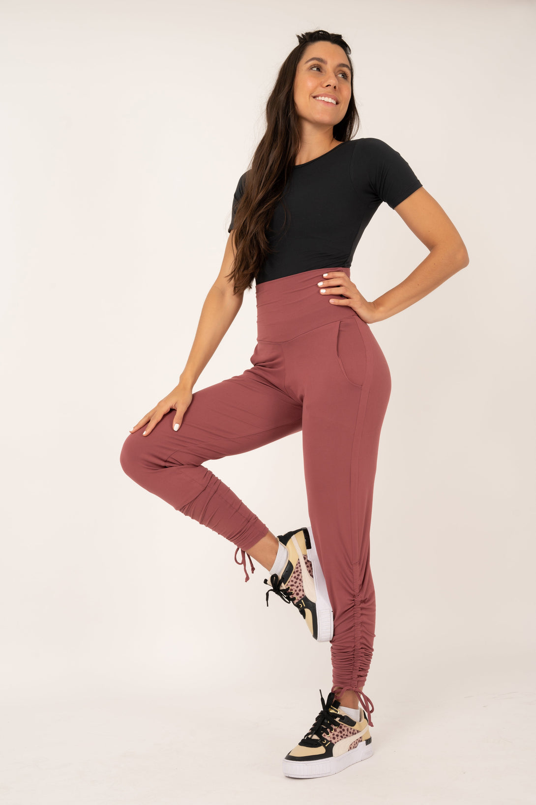 Dark Blush Soft To Touch - Jogger Long Tie Sided W/ Pockets-Activewear-Exoticathletica