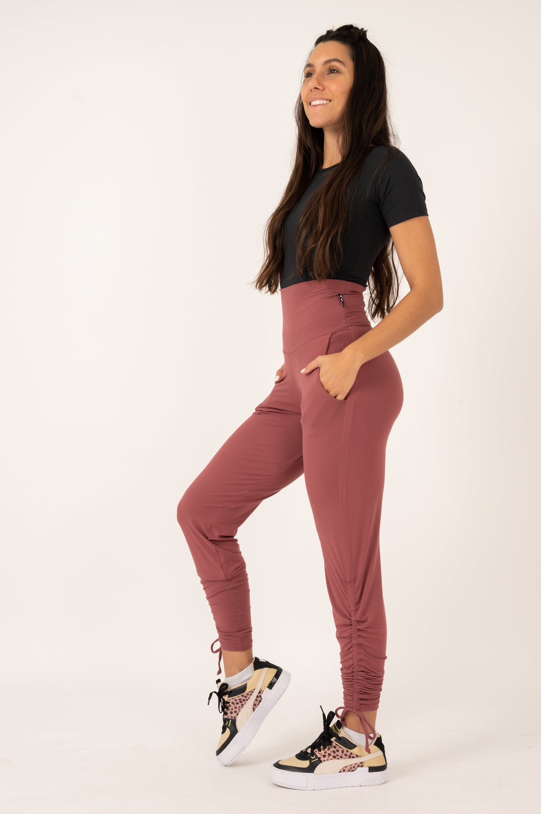 Dark Blush Soft To Touch - Jogger Long Tie Sided W/ Pockets-Activewear-Exoticathletica