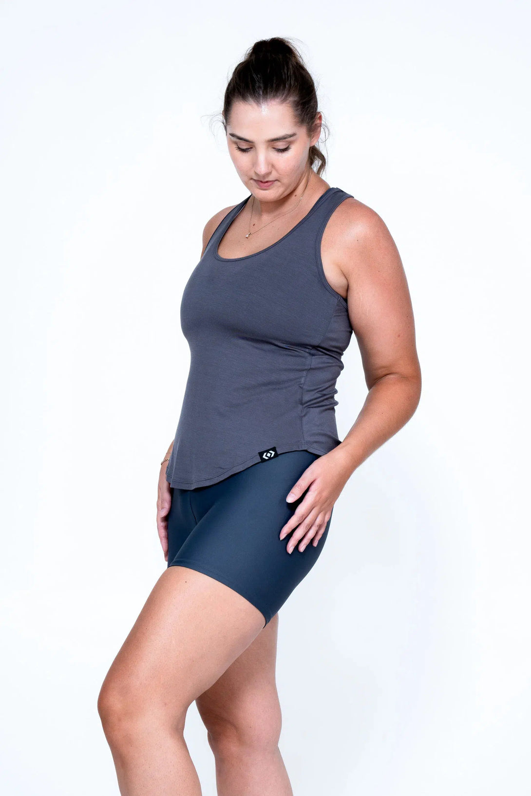 Dark Charcoal Slinky To Touch - Racer Back Tank Top-Activewear-Exoticathletica