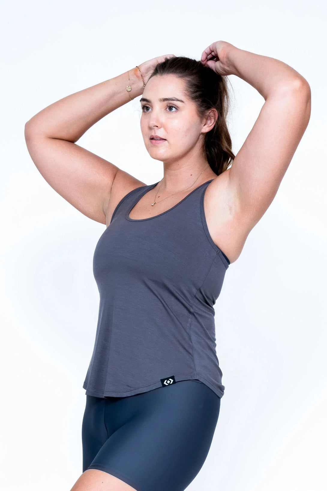 Dark Charcoal Slinky To Touch - Racer Back Tank Top-Activewear-Exoticathletica