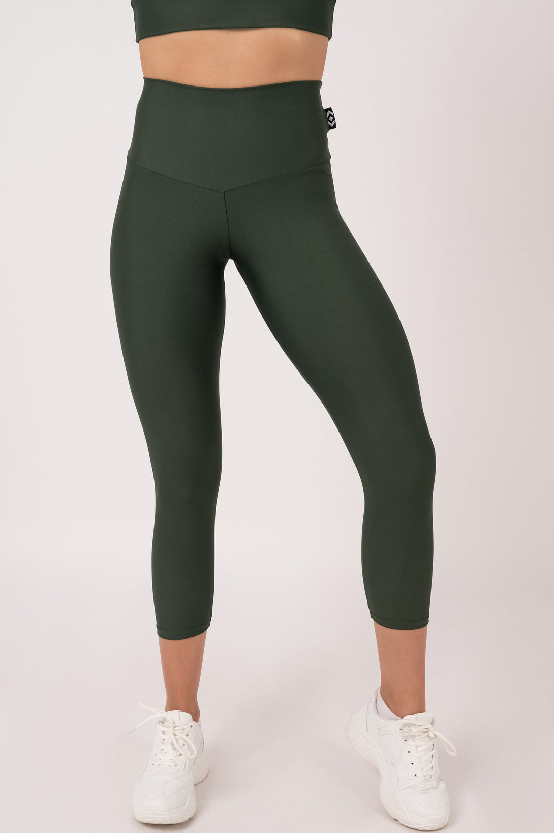Dark Emerald Performance - Double Booty Scrunch High Waisted Capri Leggings-Activewear-Exoticathletica