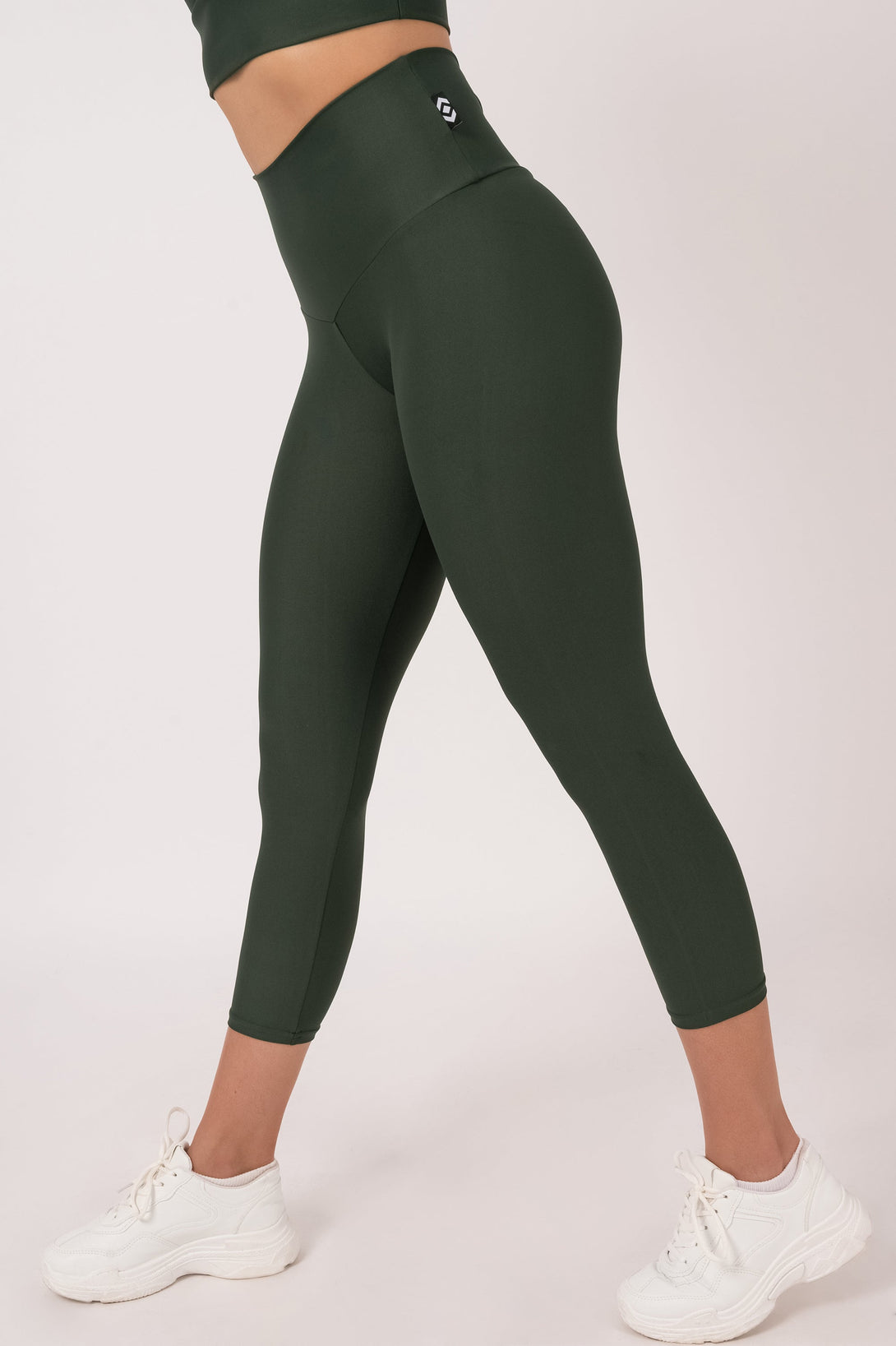 Dark Emerald Performance - Double Booty Scrunch High Waisted Capri Leggings-Activewear-Exoticathletica