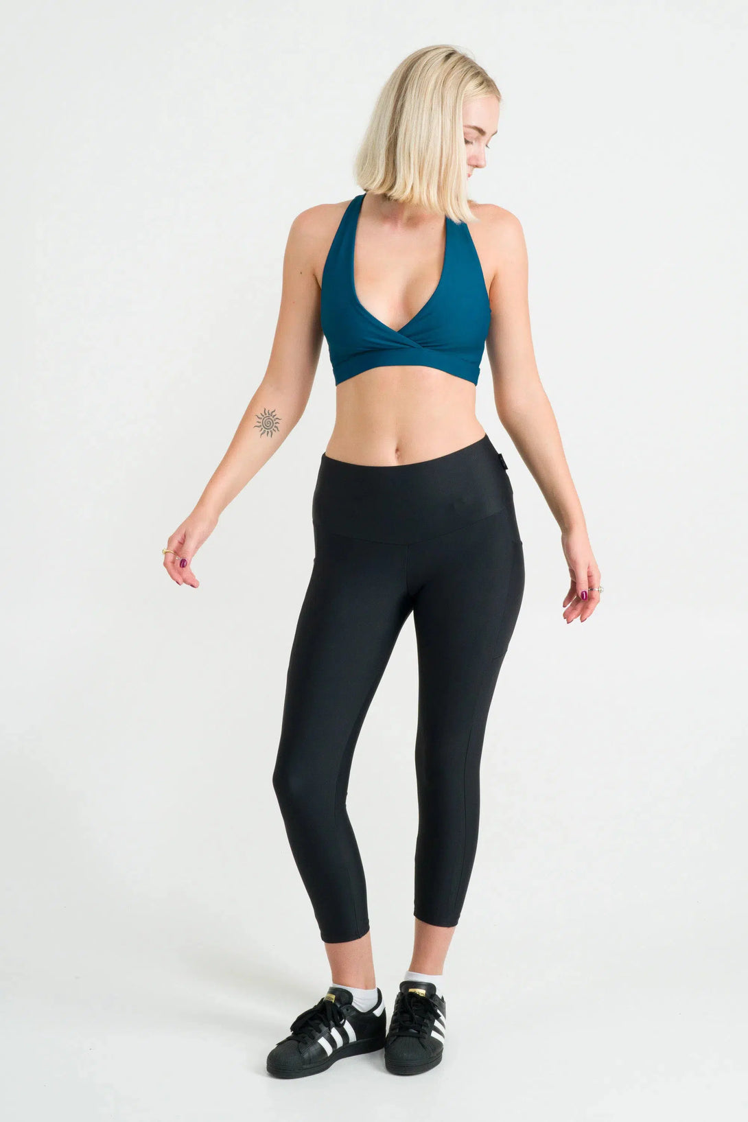 Dark Teal Performance - Cross Over Crop-Activewear-Exoticathletica