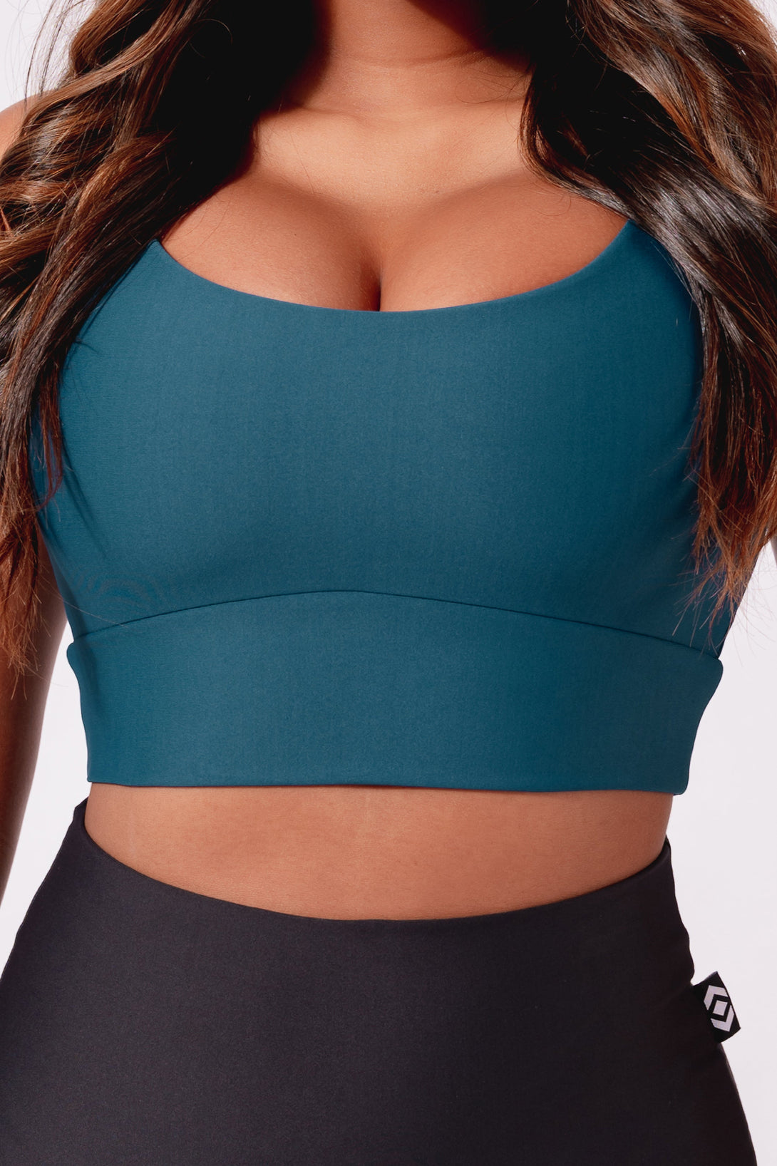 Dark Teal Performance - Scoop Neck Comfort Crop Top-Activewear-Exoticathletica