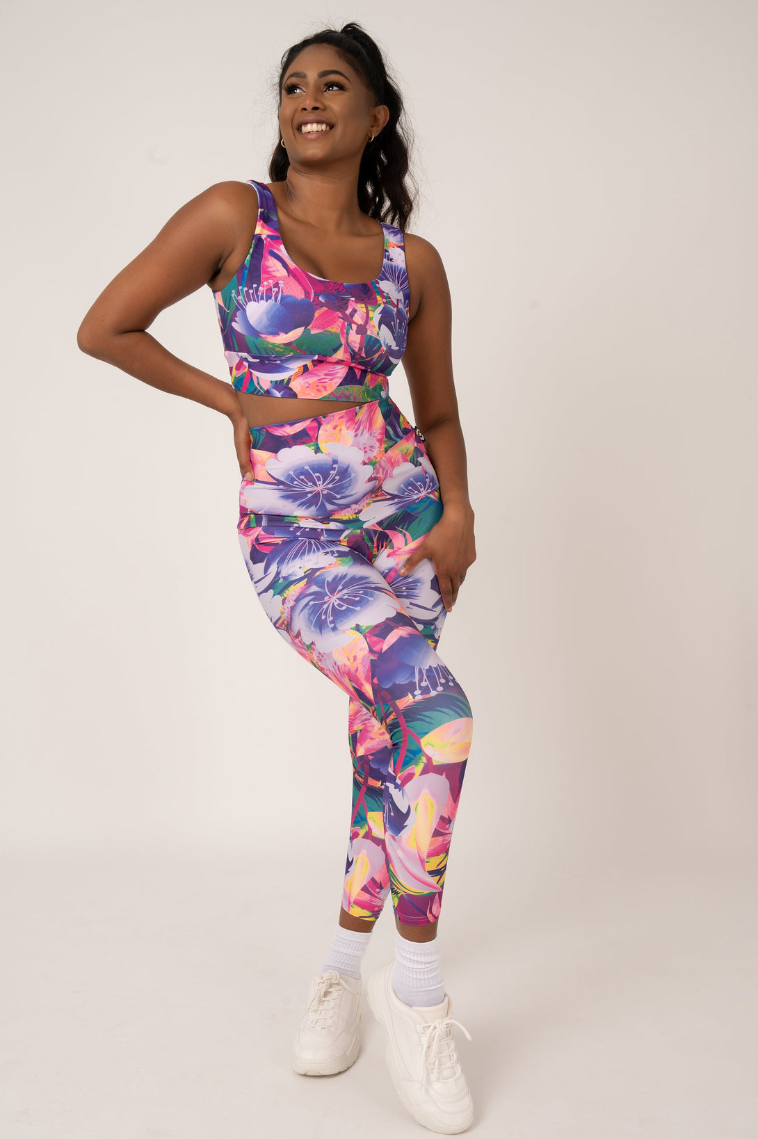 Down The Garden Path Performance - Extra High Waisted 7/8 Leggings-Activewear-Exoticathletica