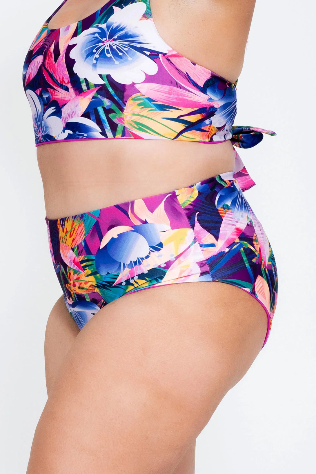 Down The Garden Path Performance - High Waisted Extra Coverage Bikini Bottoms-Activewear-Exoticathletica