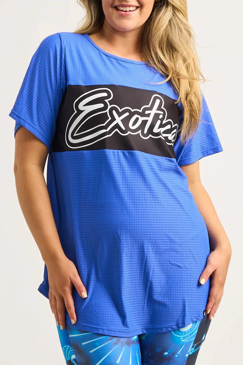 Electric Blue Bball Mesh - Exotica Boyfriend Tee-Activewear-Exoticathletica