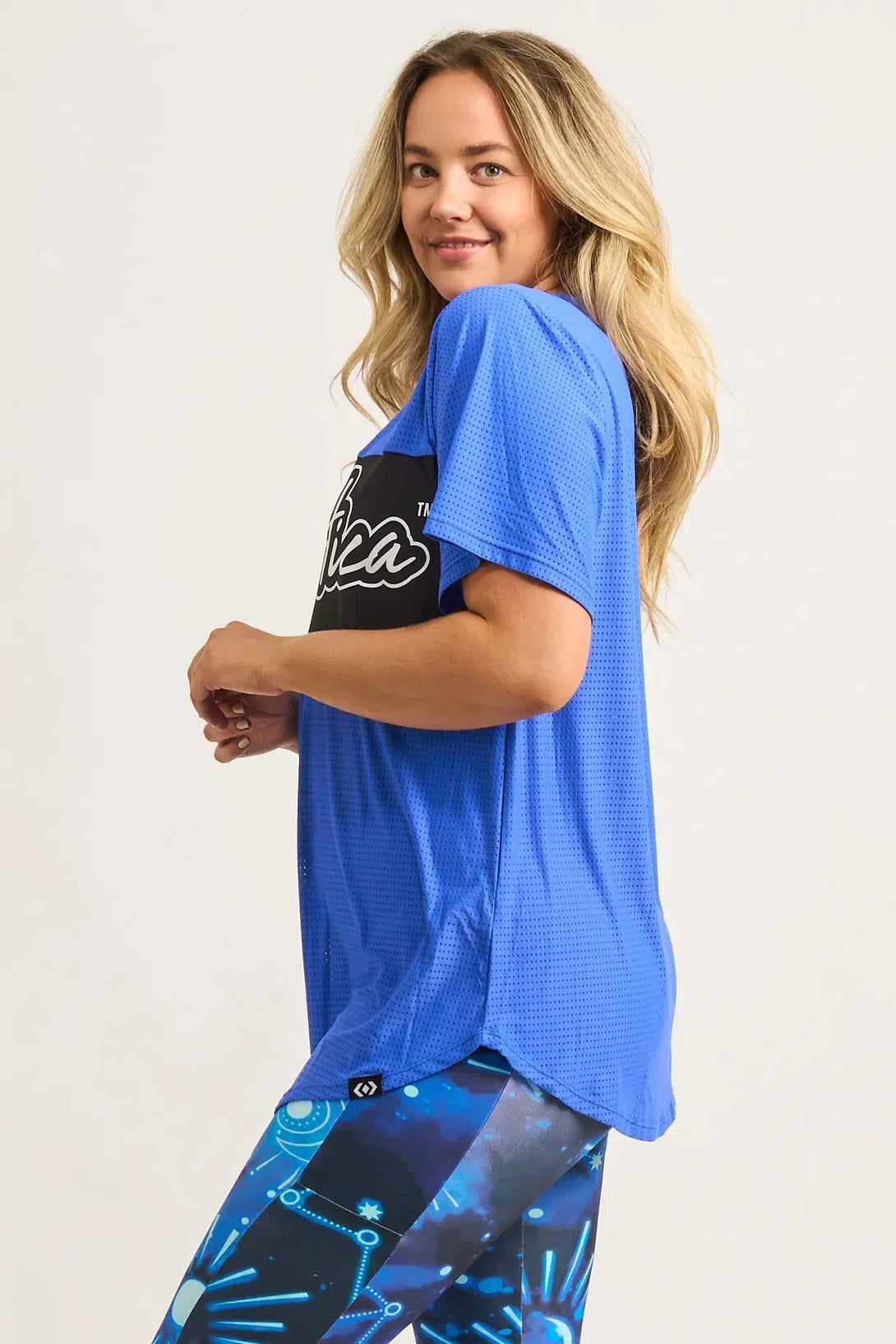 Electric Blue Bball Mesh - Exotica Boyfriend Tee-Activewear-Exoticathletica