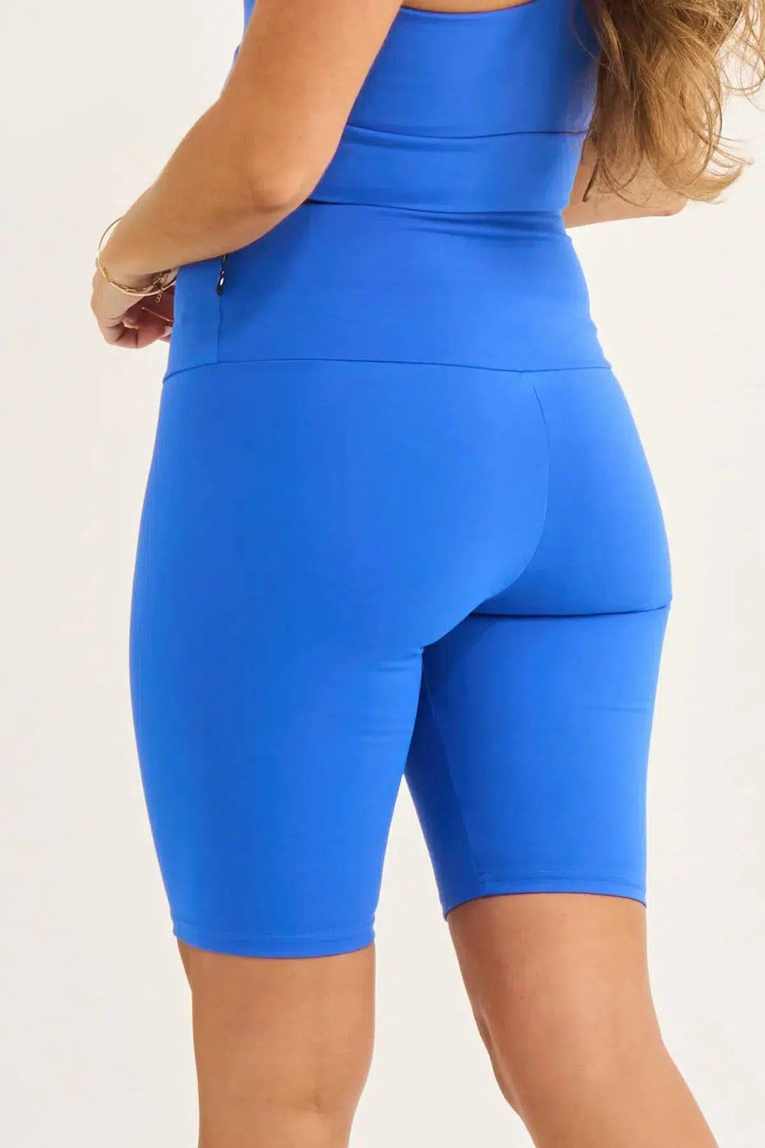 Electric Blue Body Contouring - High Waisted Long Shorts-Activewear-Exoticathletica