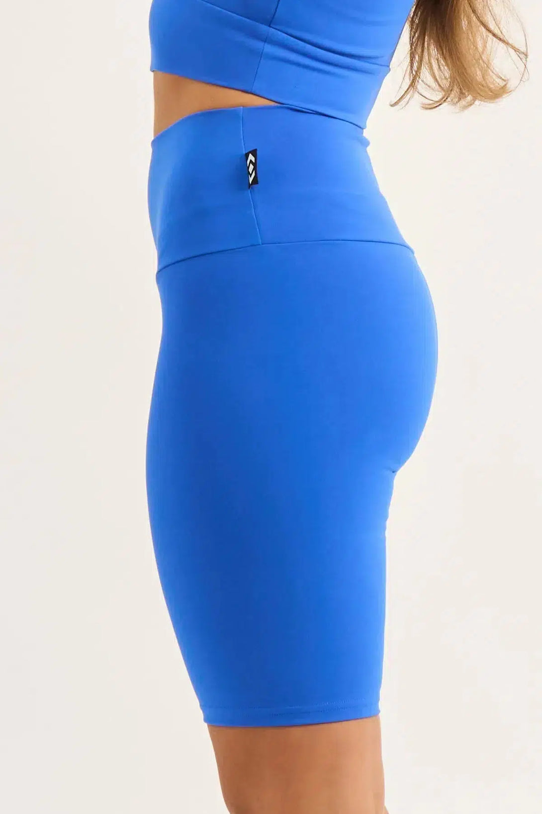 Electric Blue Body Contouring - High Waisted Long Shorts-Activewear-Exoticathletica