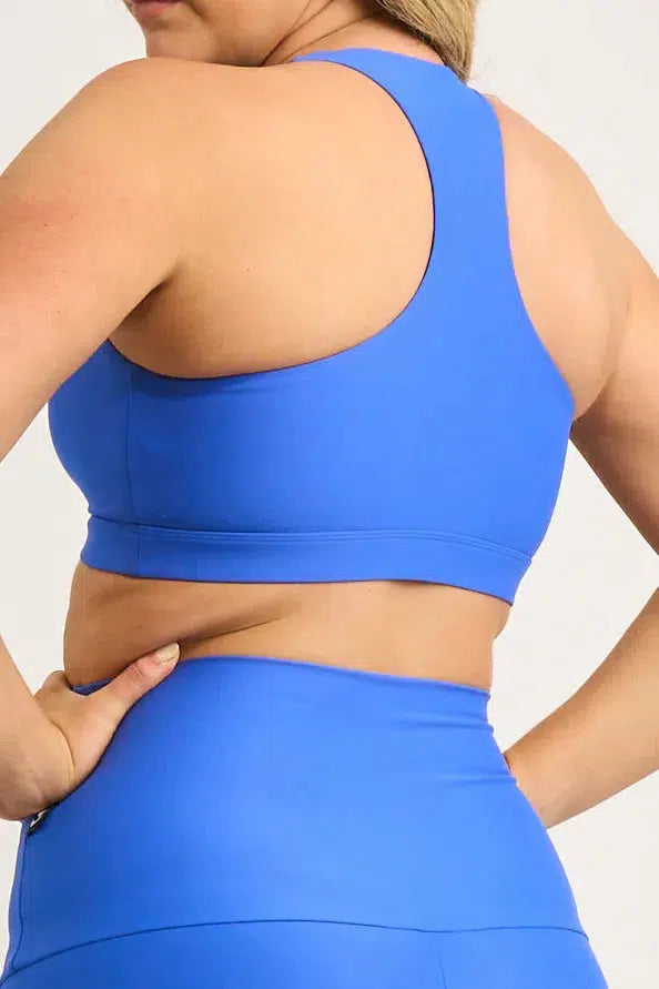 Electric Blue Performance - Cross Over Crop-Activewear-Exoticathletica