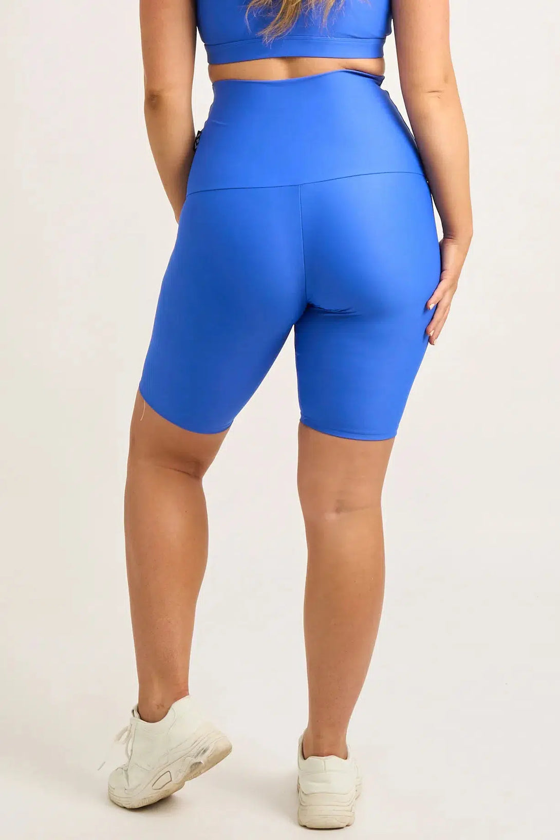 Electric Blue Performance - Extra High Waisted Long Shorts-Activewear-Exoticathletica