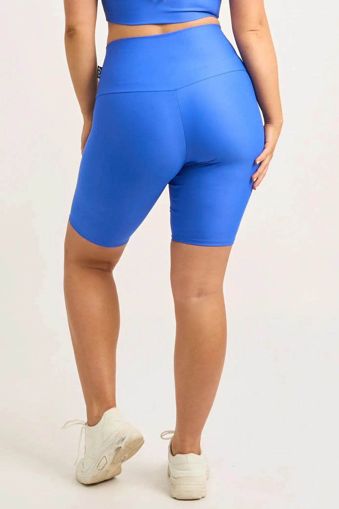 Electric Blue Performance - High Waisted Long Shorts-Activewear-Exoticathletica