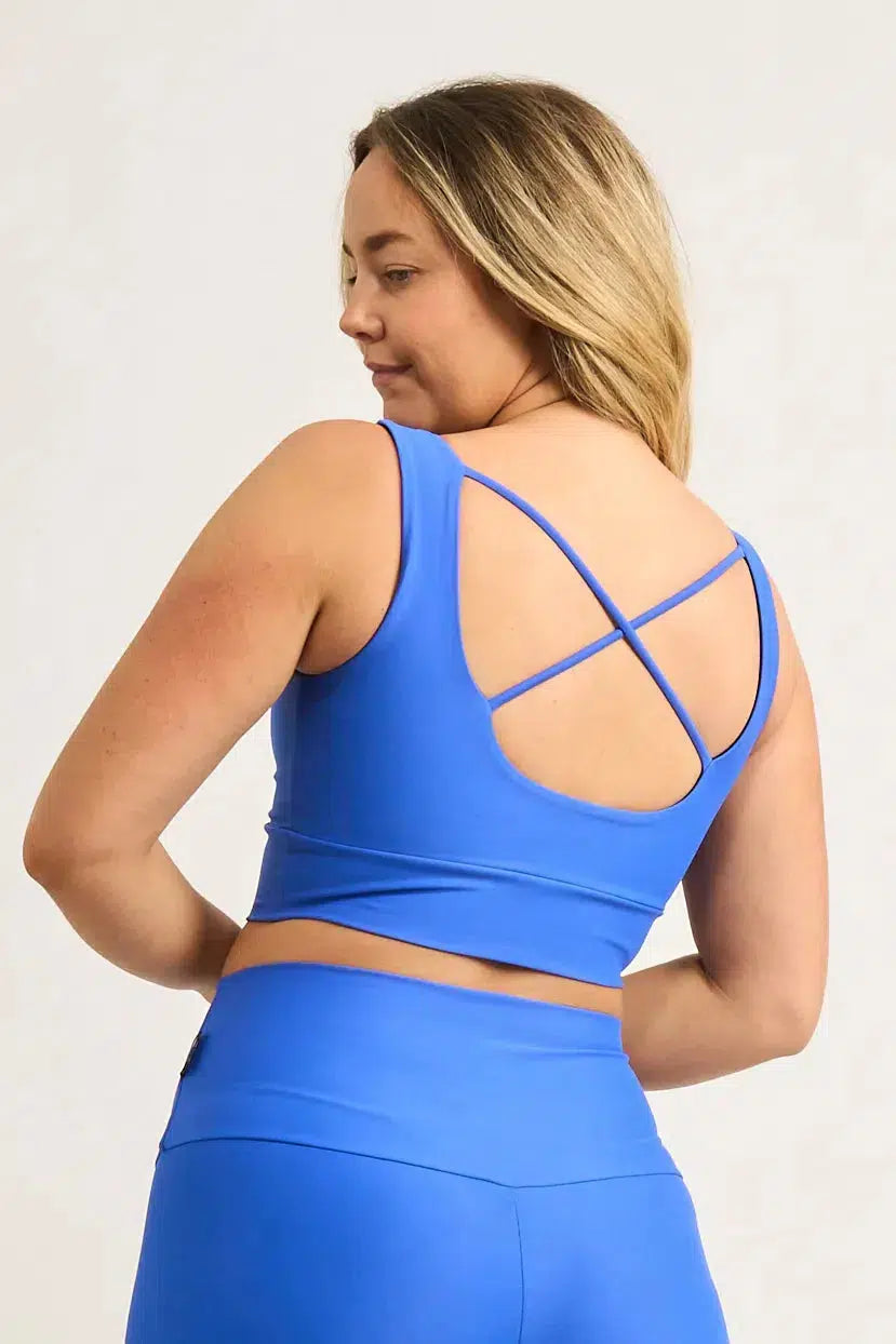 Electric Blue Performance - Scoop Neck Comfort Crop Top-Activewear-Exoticathletica