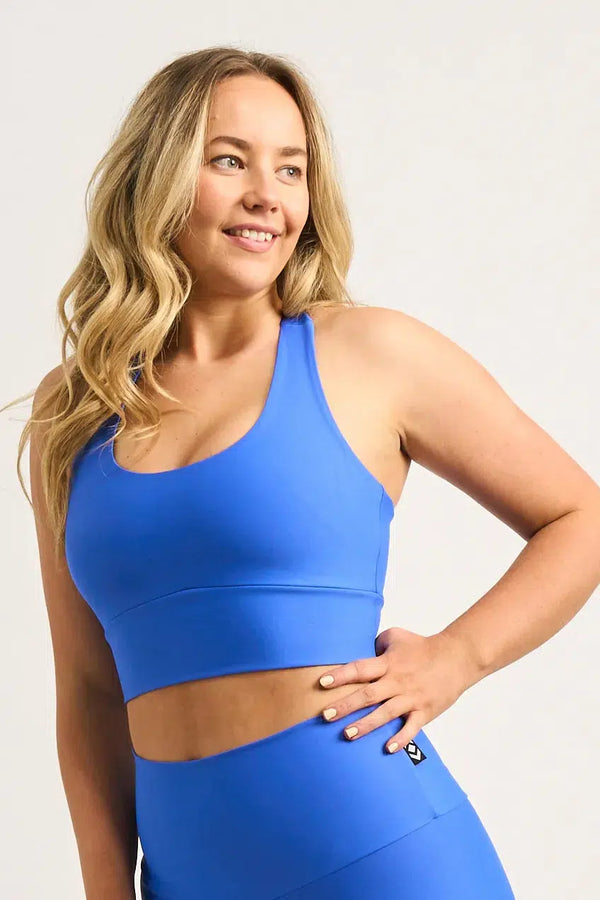 Electric Blue Performance - T Back Comfort Crop Top-Activewear-Exoticathletica