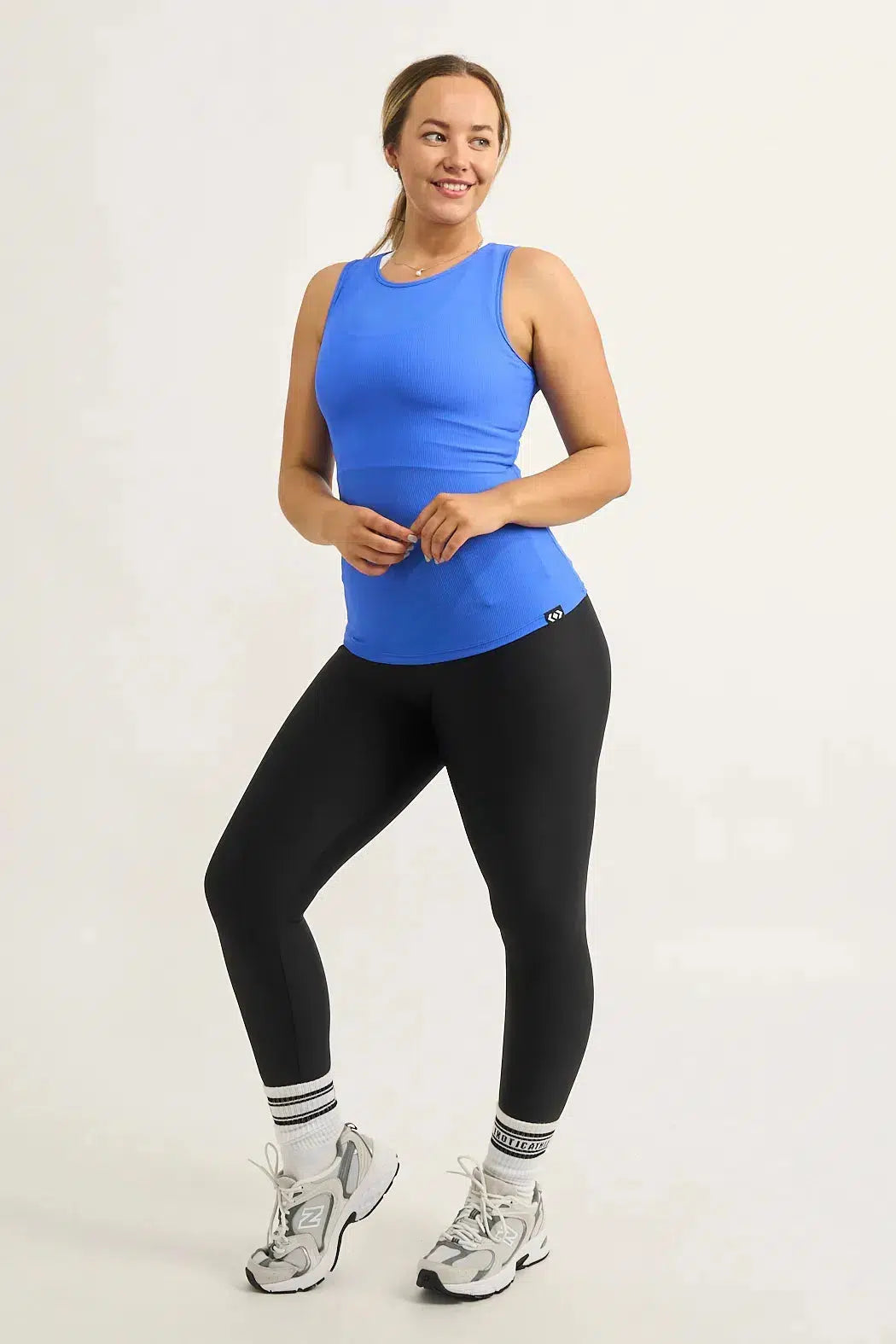 Electric Blue Rib Knit - Fitted Tank-Activewear-Exoticathletica