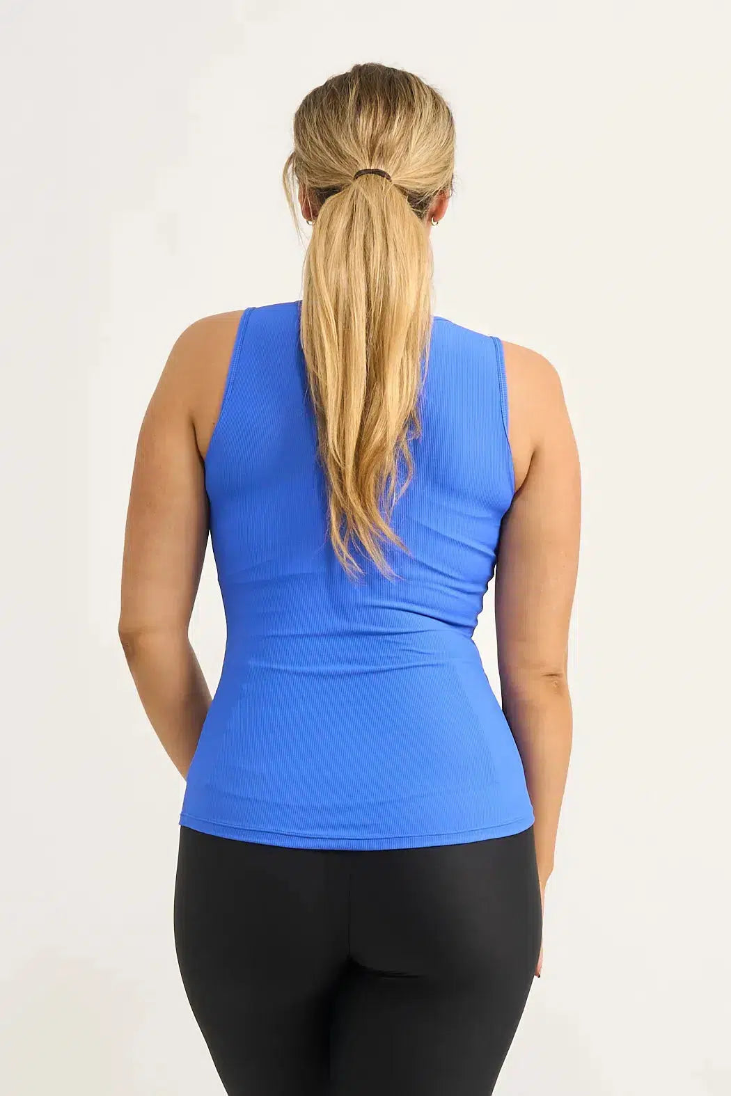 Electric Blue Rib Knit - Fitted Tank-Activewear-Exoticathletica