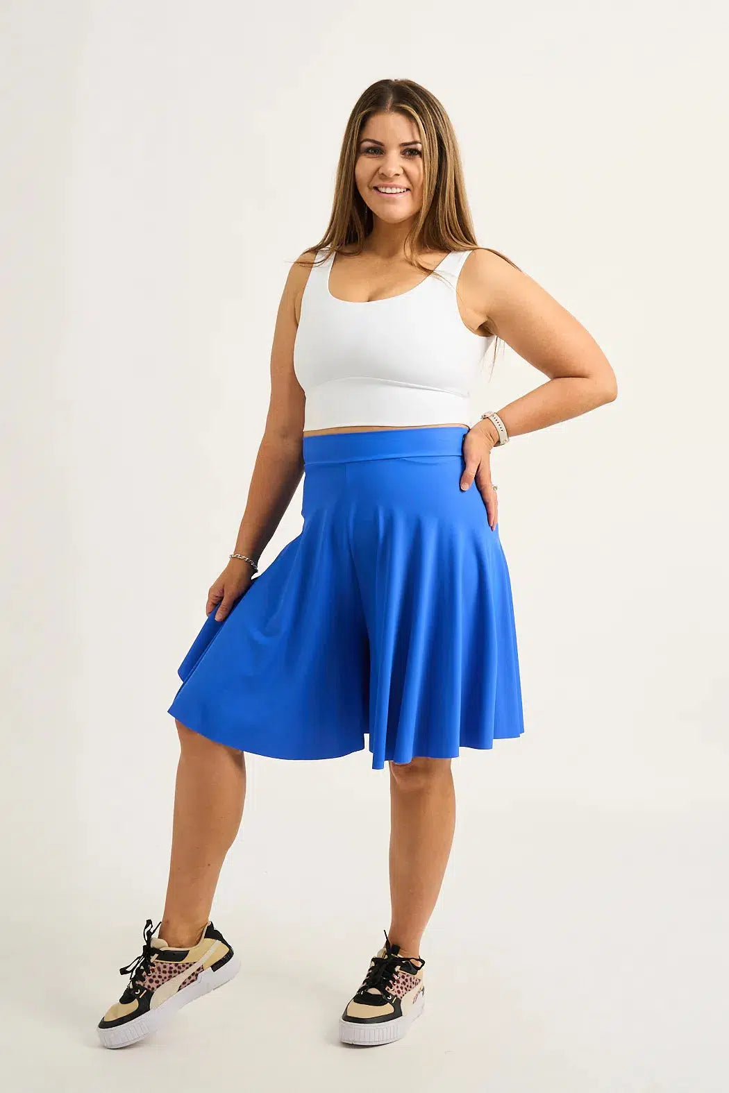 Electric Blue Silky - Basketball Palazzo Short-Activewear-Exoticathletica