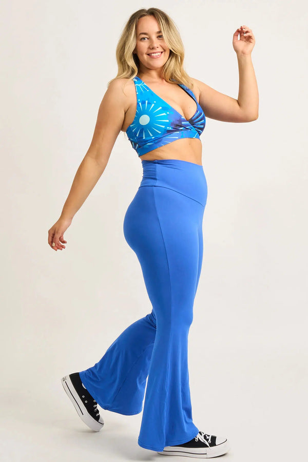 Electric Blue Soft To Touch - High Waisted Bells-Activewear-Exoticathletica