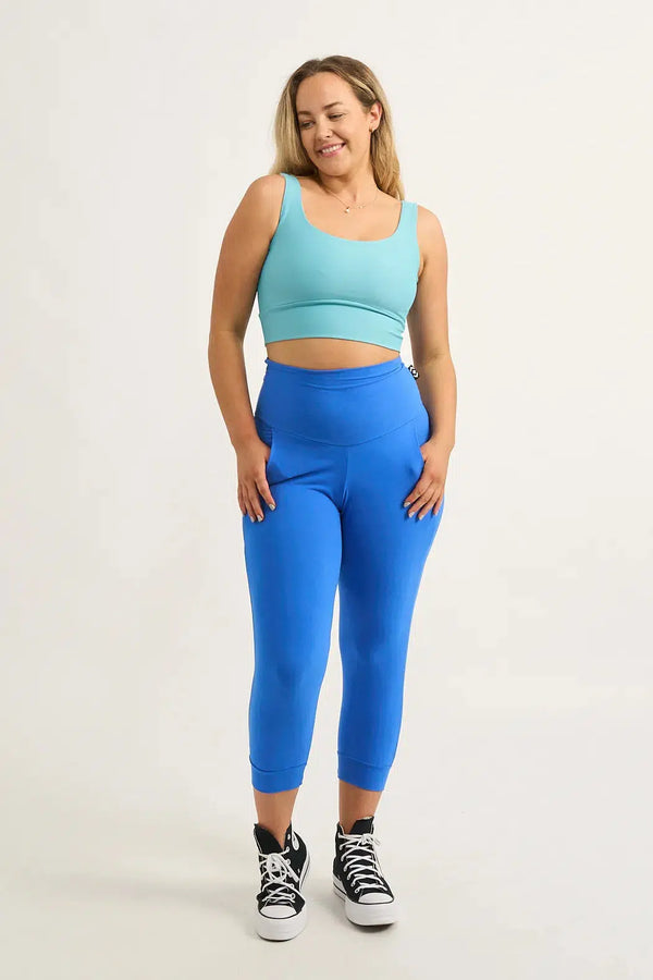 Electric Blue Soft To Touch - Jogger Capris W/ Pockets-Activewear-Exoticathletica