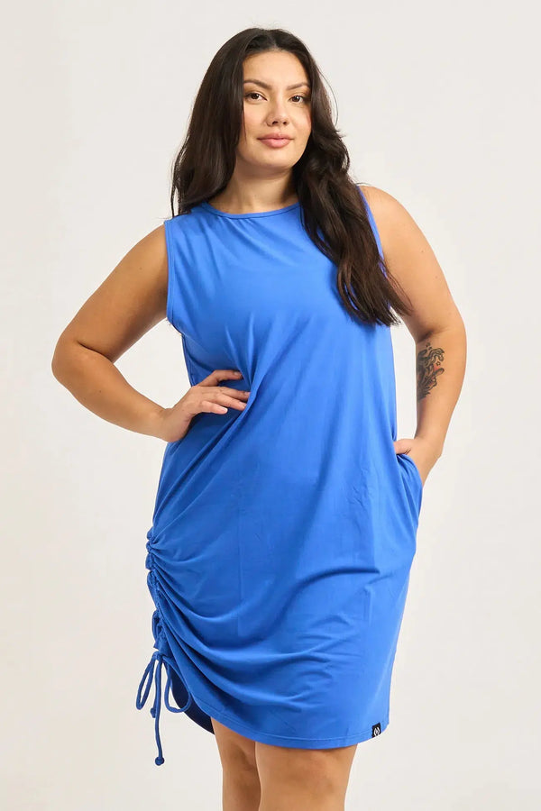 Electric Blue Soft To Touch - Lazy Girl Dress Tank-Activewear-Exoticathletica