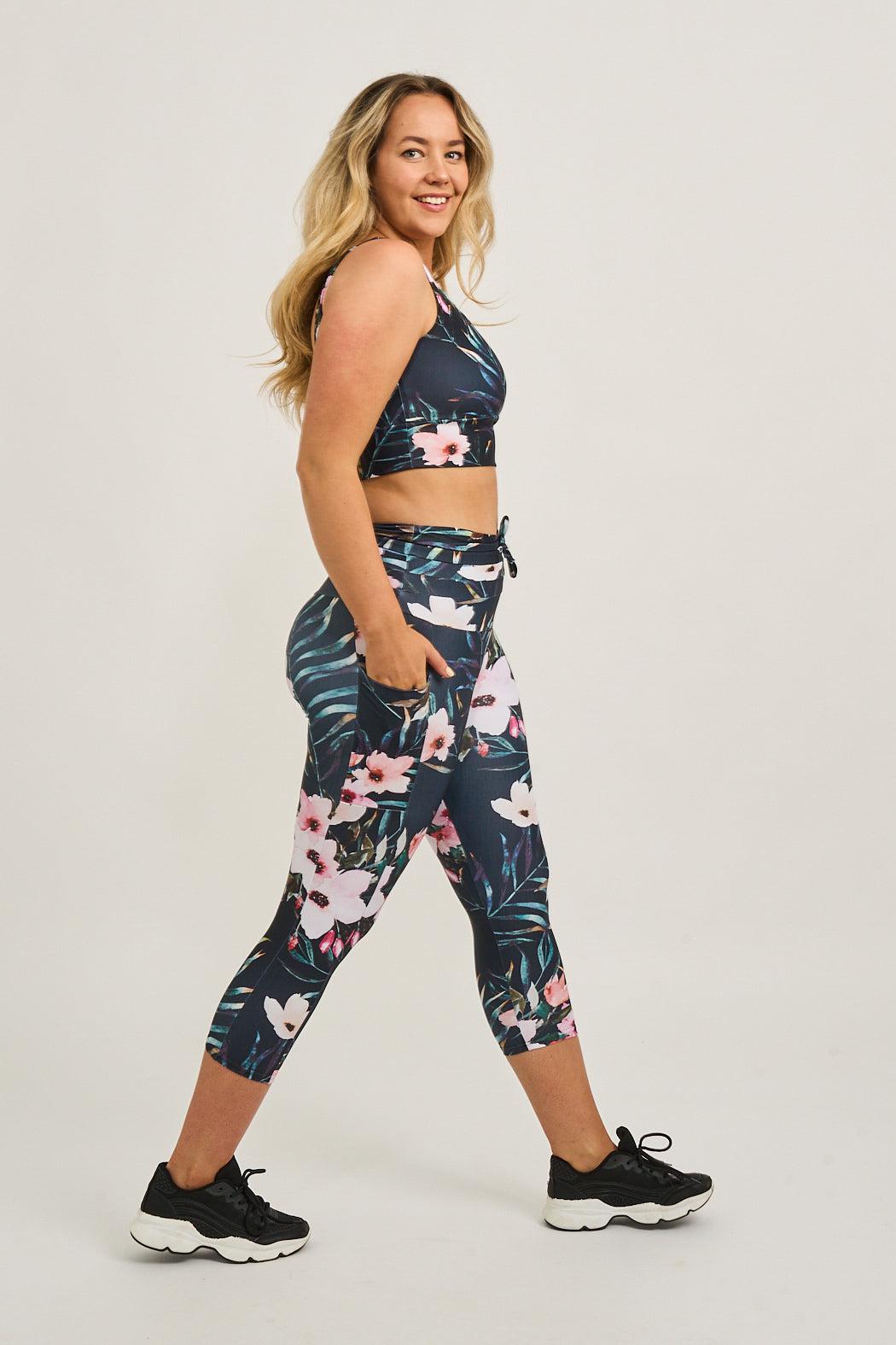 Exotic At Heart Performance - Panel Pocket Drawstring Capri Leggings-Activewear-Exoticathletica