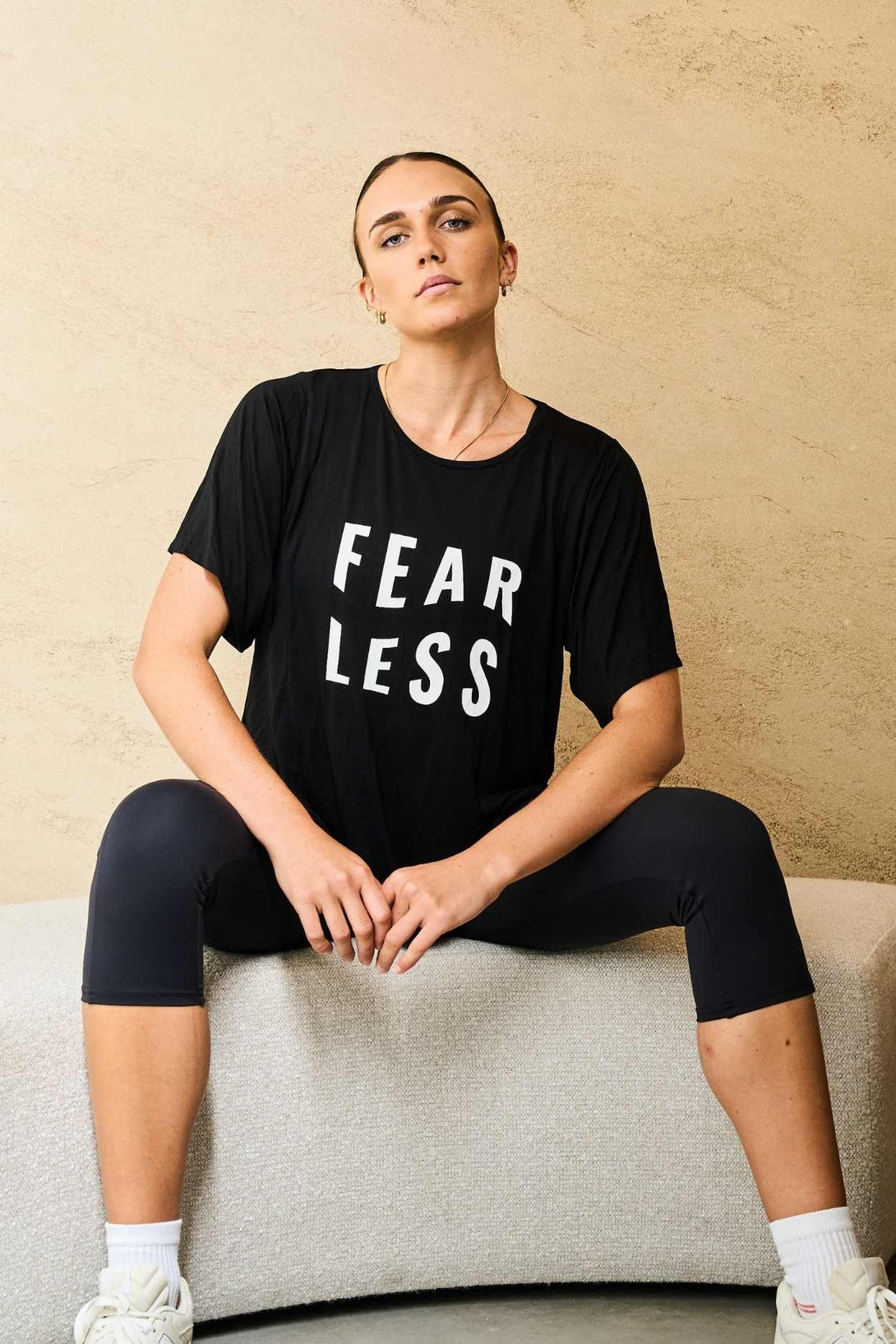 Fearless Black Slinky To Touch - Plain Boyfriend Tee-Activewear-Exoticathletica