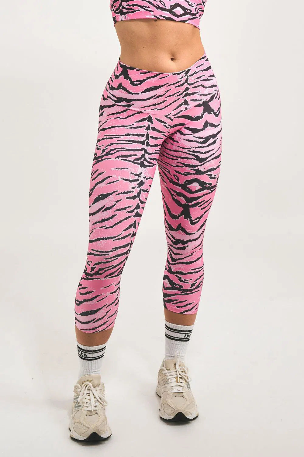 Fight Like A Tiger Pink Performance - High Waisted Capri Leggings-Activewear-Exoticathletica