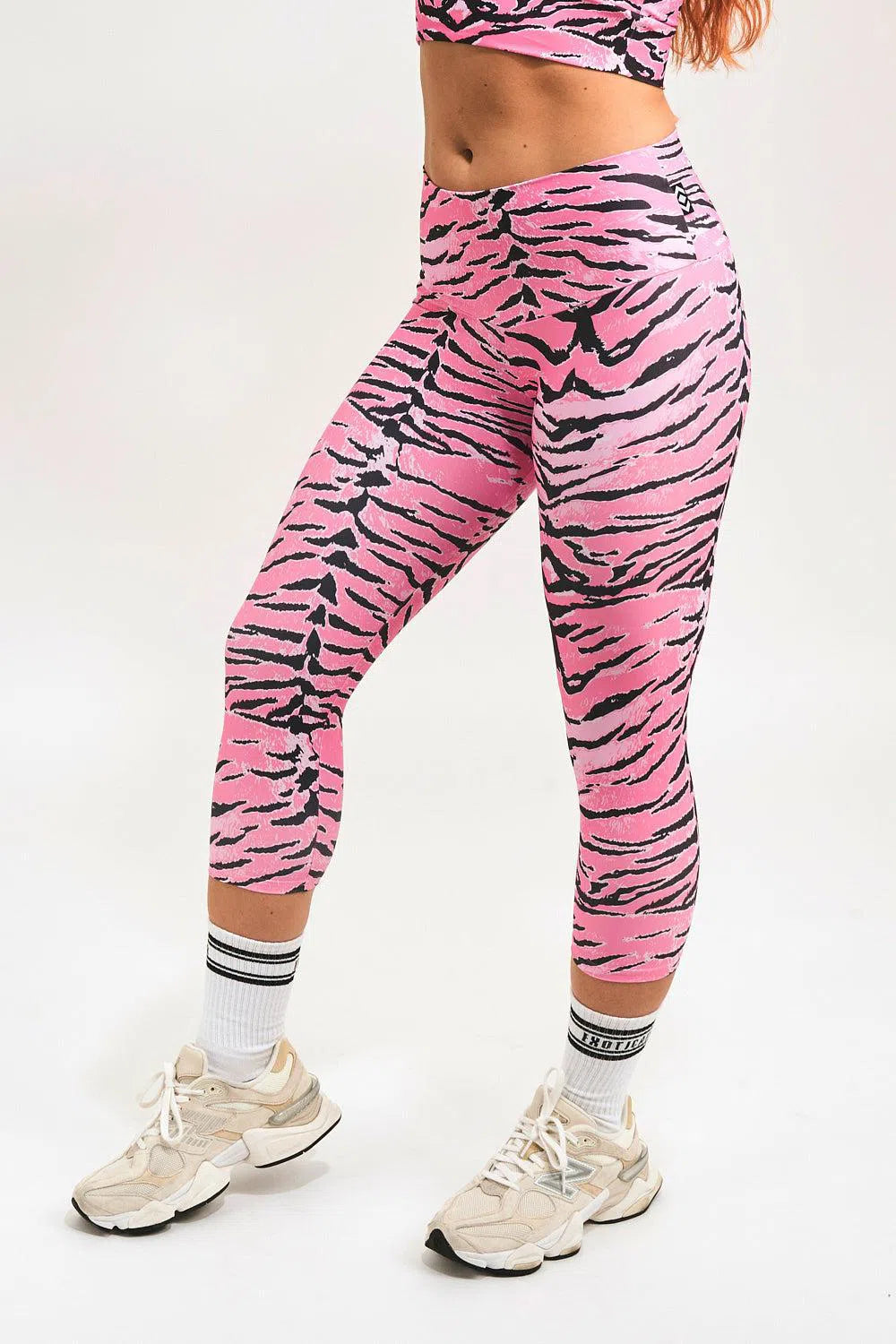 Fight Like A Tiger Pink Performance - High Waisted Capri Leggings-Activewear-Exoticathletica