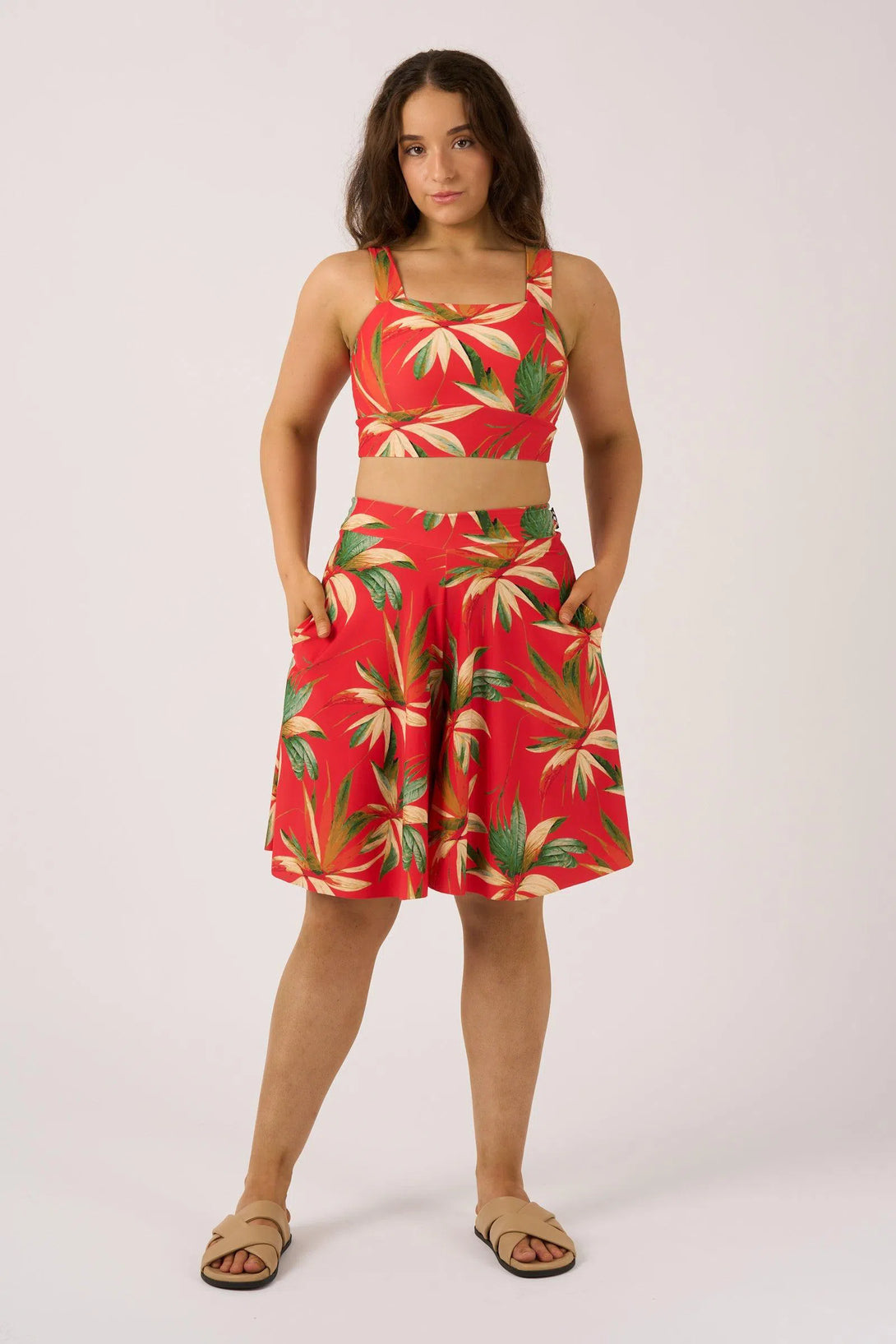 Flame Tropico Silky - Palazzo Short With Pocket-Activewear-Exoticathletica