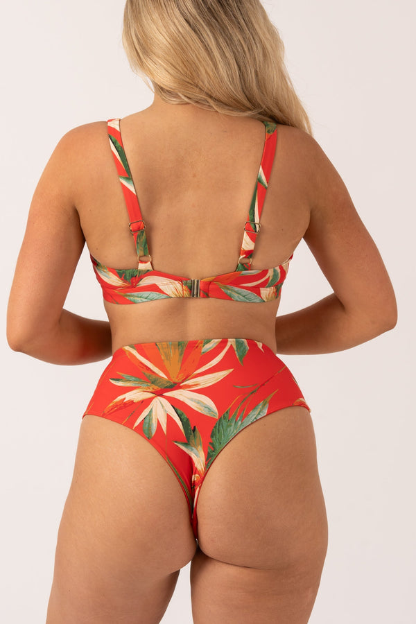 Flame Tropico Silky - Reversible High Waisted Cheeky Cut Bikini Bottom-Activewear-Exoticathletica