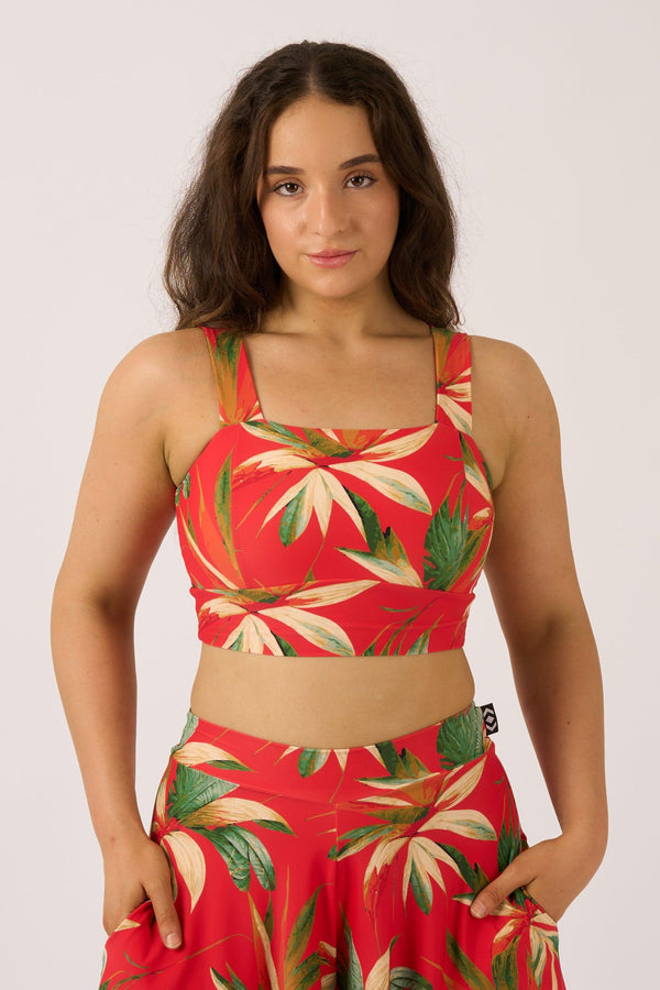 Flame Tropico Silky - Square Neck Comfort Crop Top-Activewear-Exoticathletica