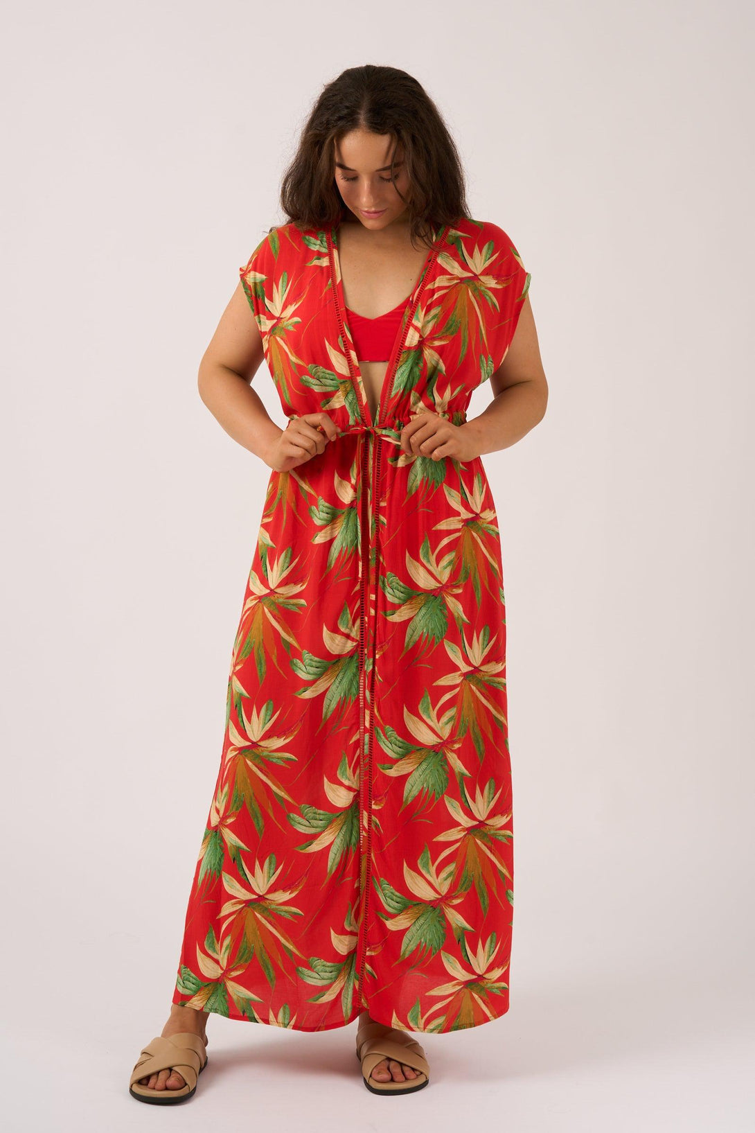 Flame Tropico Sustainable Viscose - Maxi Kimono-Activewear-Exoticathletica