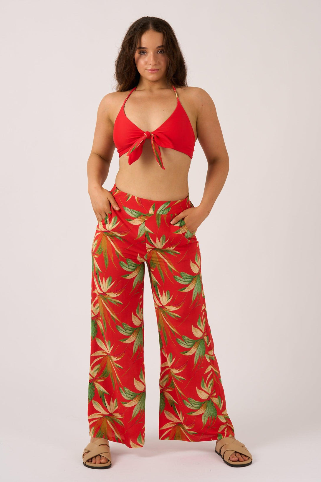 Flame Tropico Sustainable Viscose - Wide Leg Pant With Pockets-Activewear-Exoticathletica