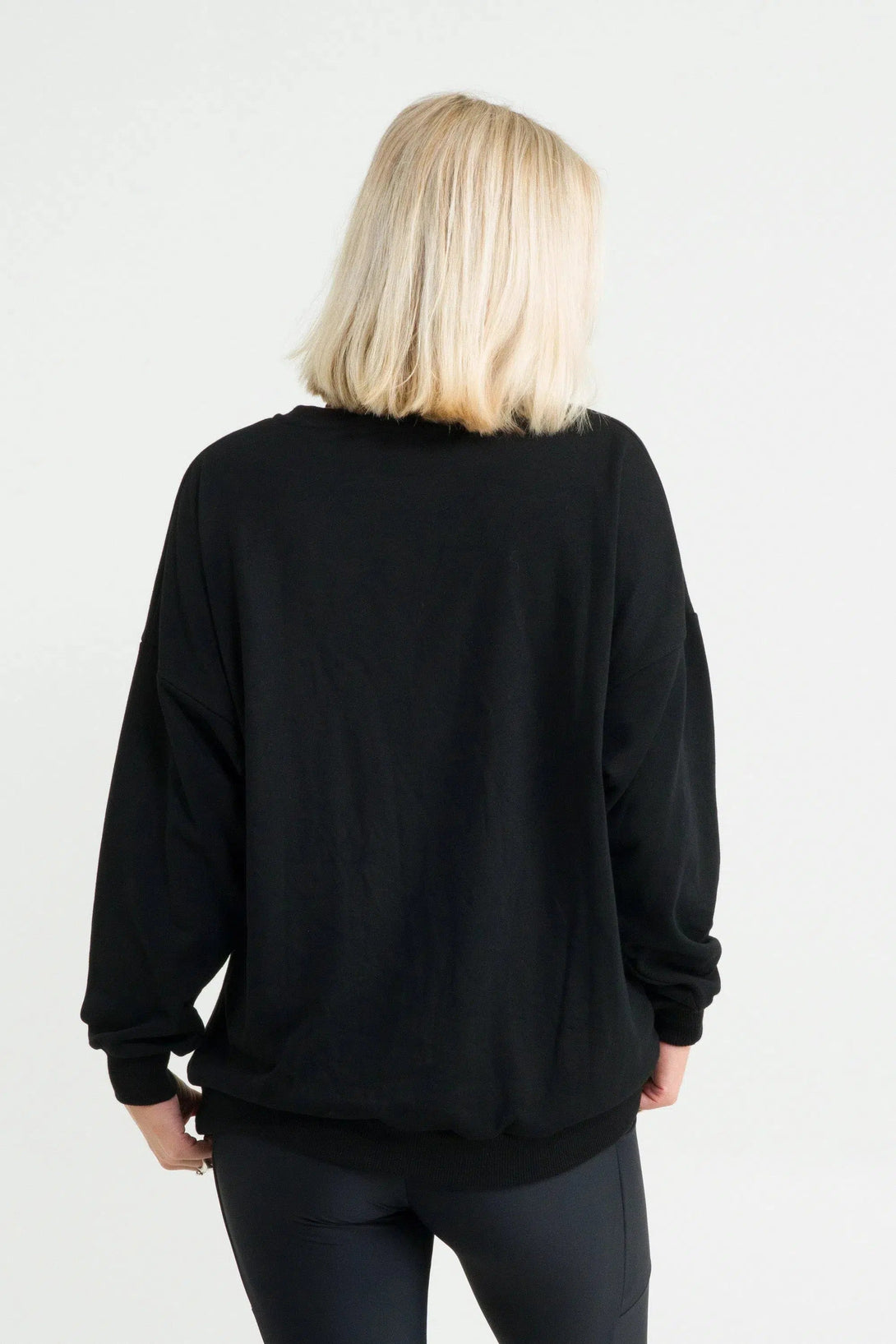 French Terry Oversized Sweater - Black-Activewear-Exoticathletica