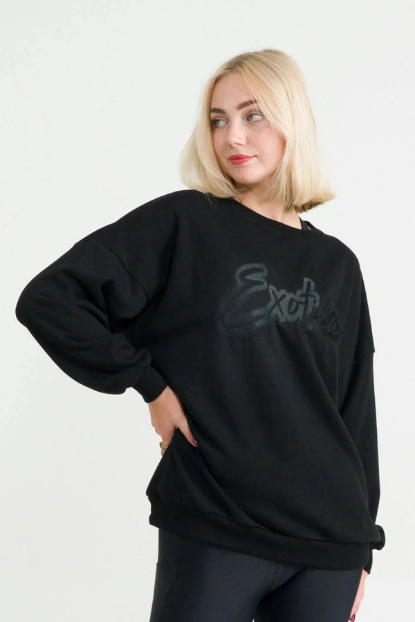 French Terry Oversized Sweater - Black-Activewear-Exoticathletica