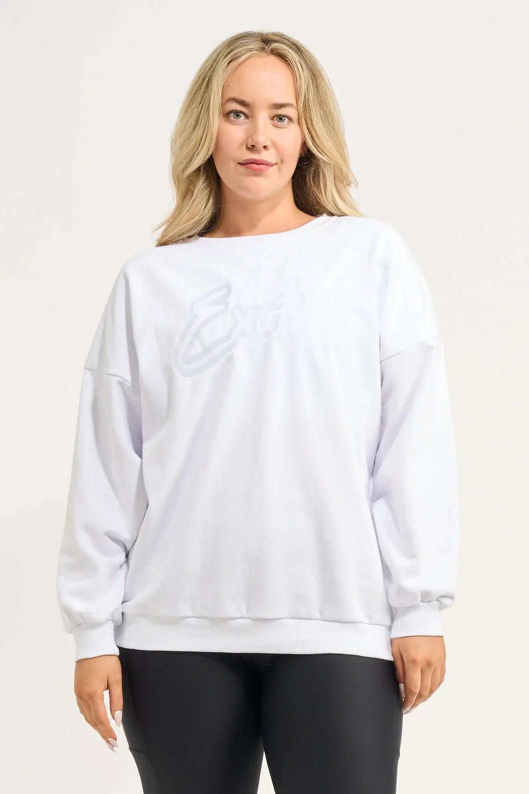 French Terry Oversized Sweater - White-Activewear-Exoticathletica