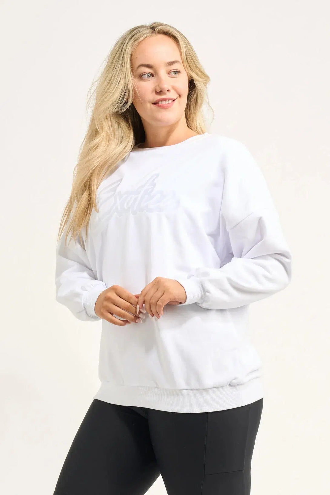 French Terry Oversized Sweater - White-Activewear-Exoticathletica