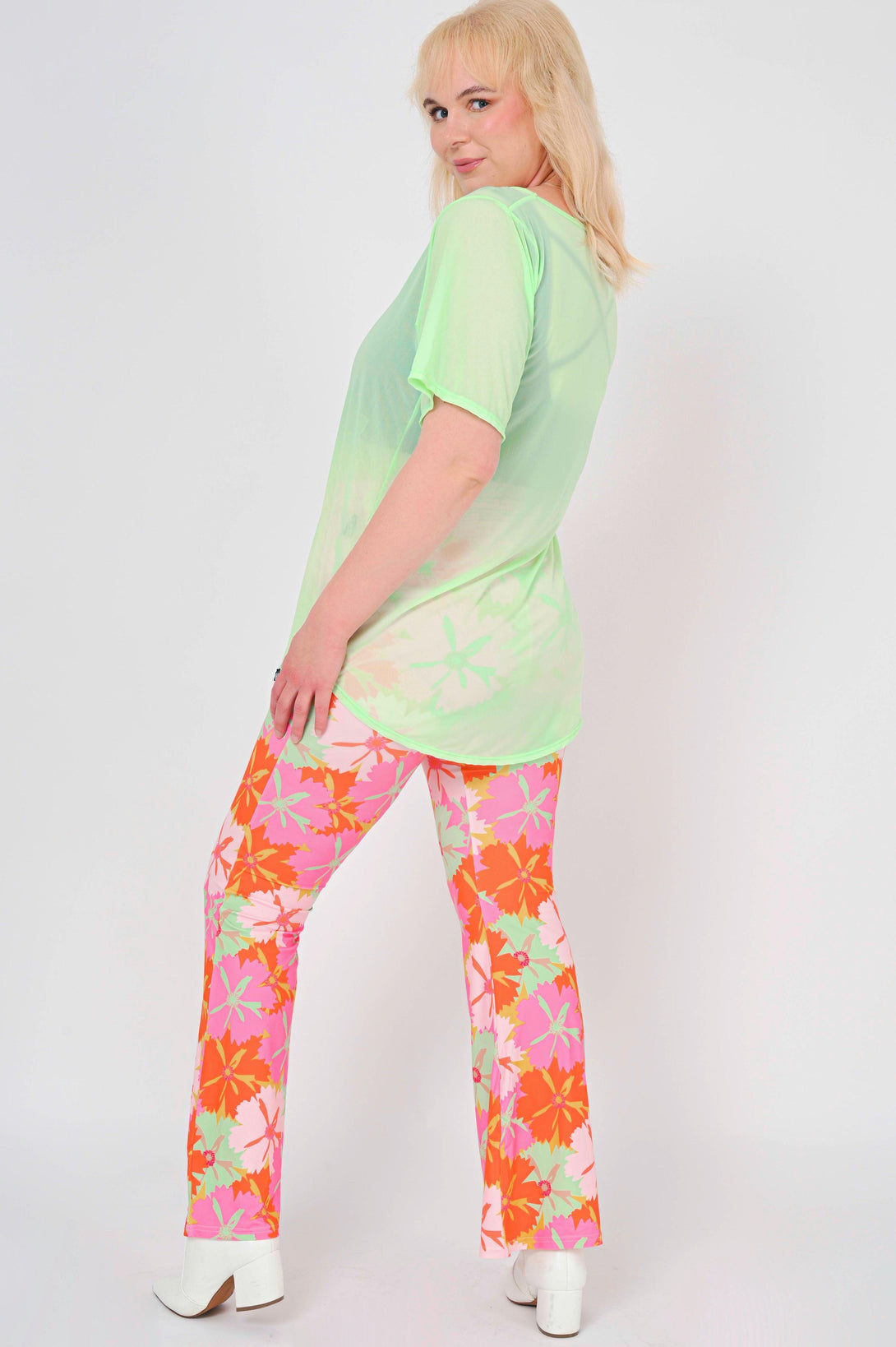 Fruity Flowers Soft To Touch - High Waisted Bootleg Pant-Activewear-Exoticathletica