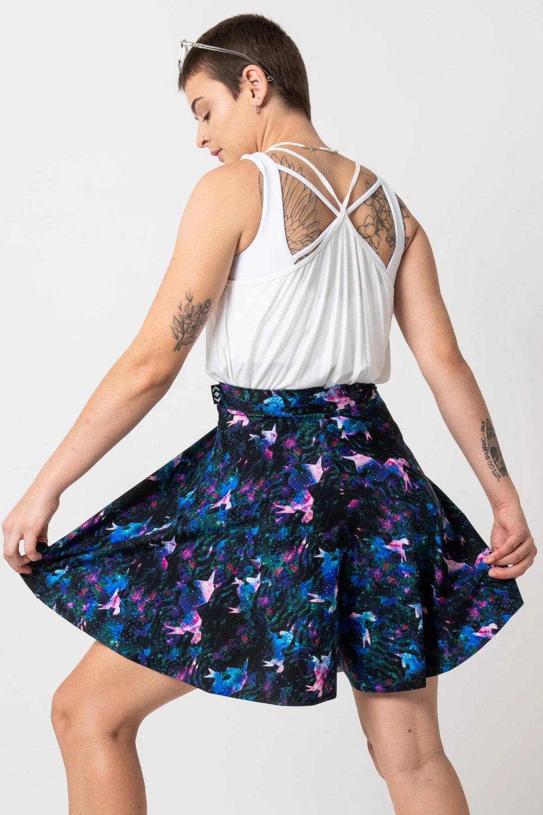 Galactic Goddess Silky - Basketball Palazzo Short-Activewear-Exoticathletica