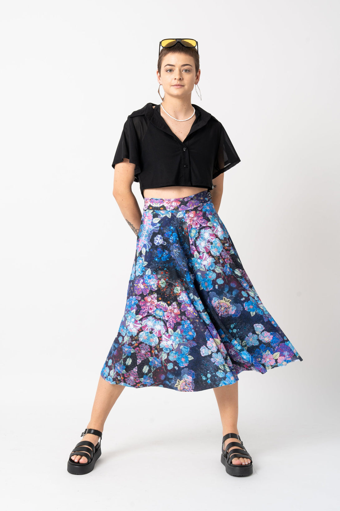 Geisha Blue Silky - Palazzo Culotte-Activewear-Exoticathletica