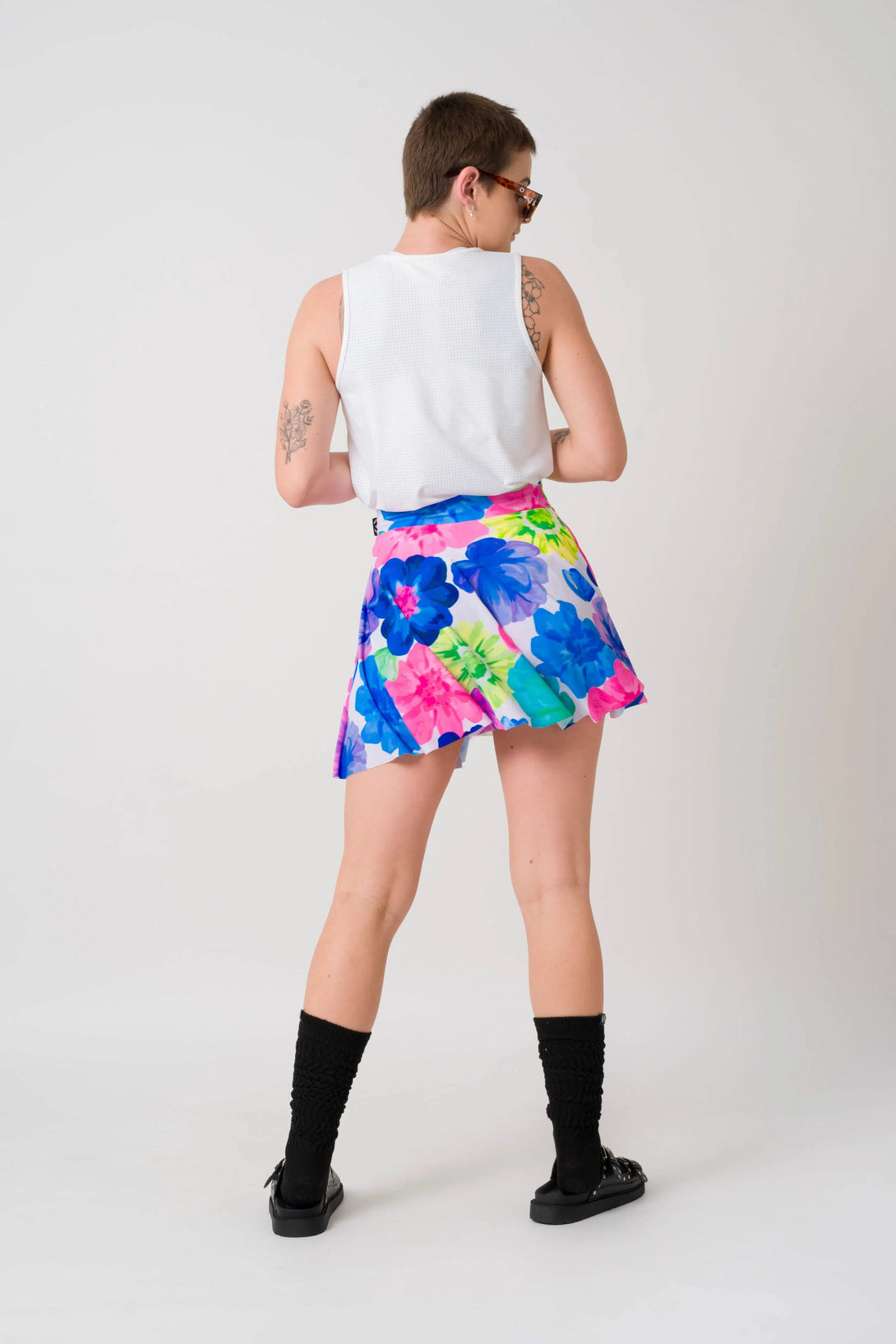 Glossom Silky - Narrow Waisted Mini Skater Skirt-Activewear-Exoticathletica