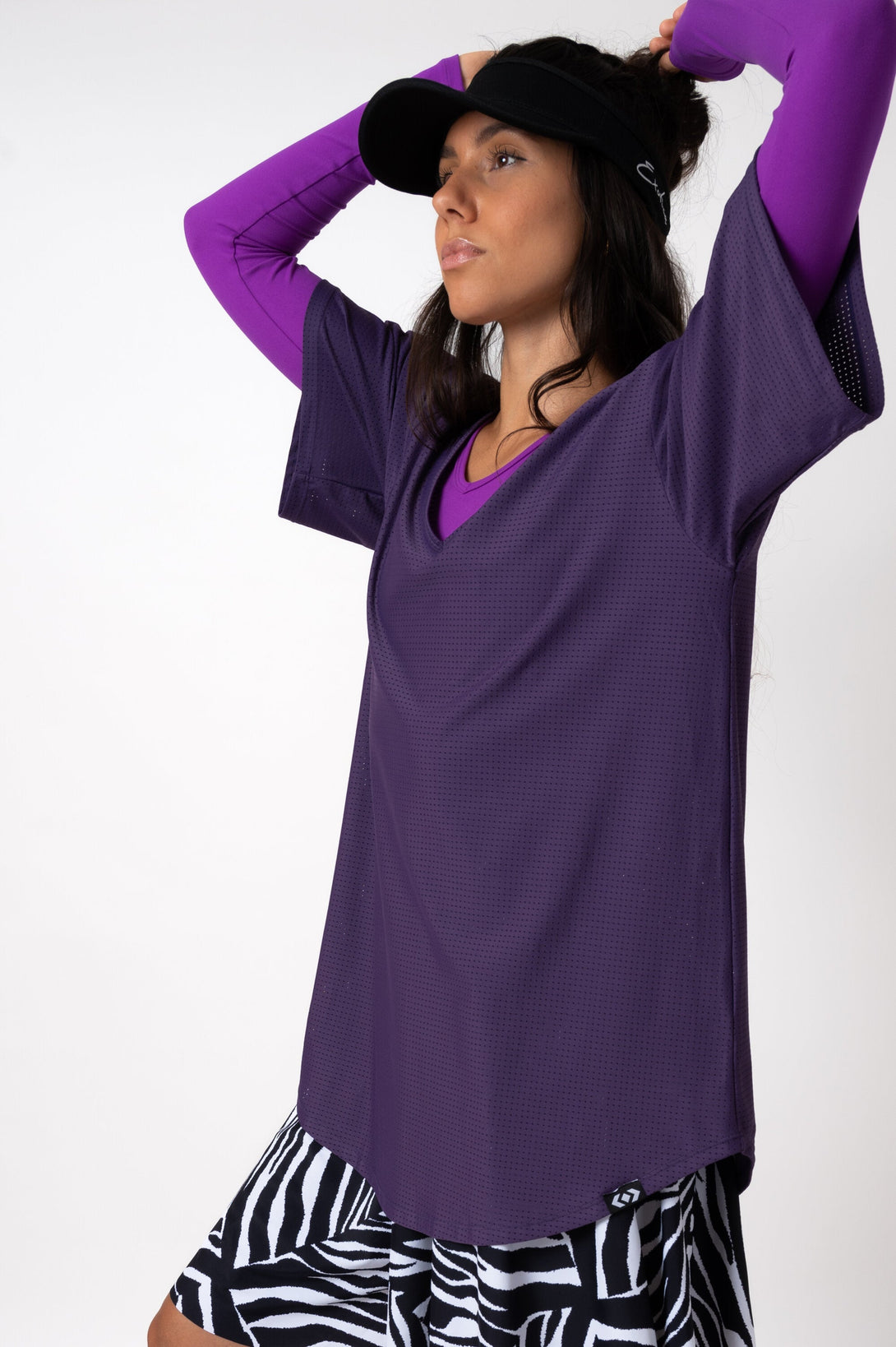 Grape Bball Mesh - V Neck Boyfriend Tee-Activewear-Exoticathletica