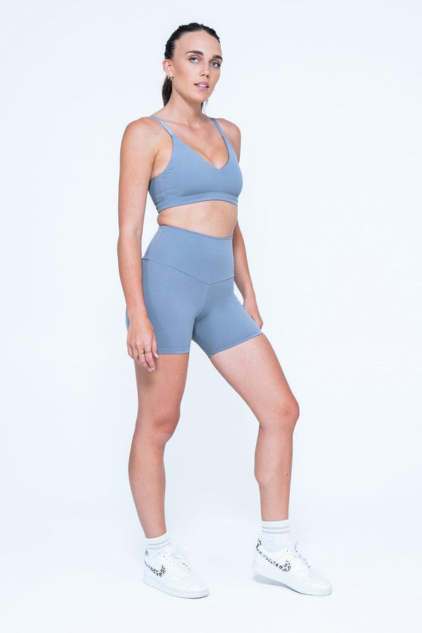 Grey Body Contouring - High Waisted Booty Shorts-Activewear-Exoticathletica
