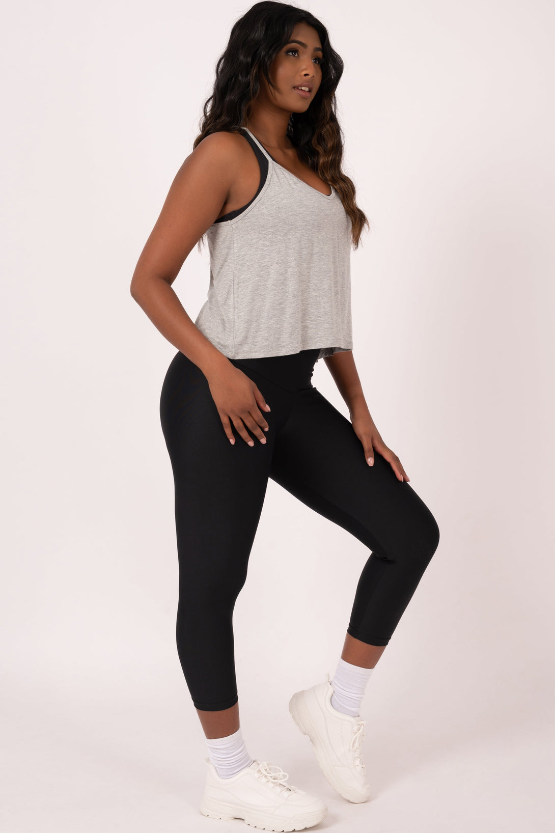 Heather Grey Slinky To Touch - Cropped Singlet-Activewear-Exoticathletica