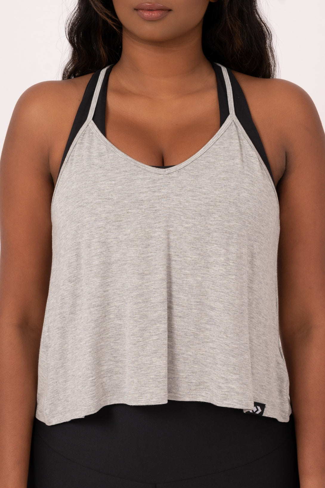 Heather Grey Slinky To Touch - Cropped Singlet-Activewear-Exoticathletica