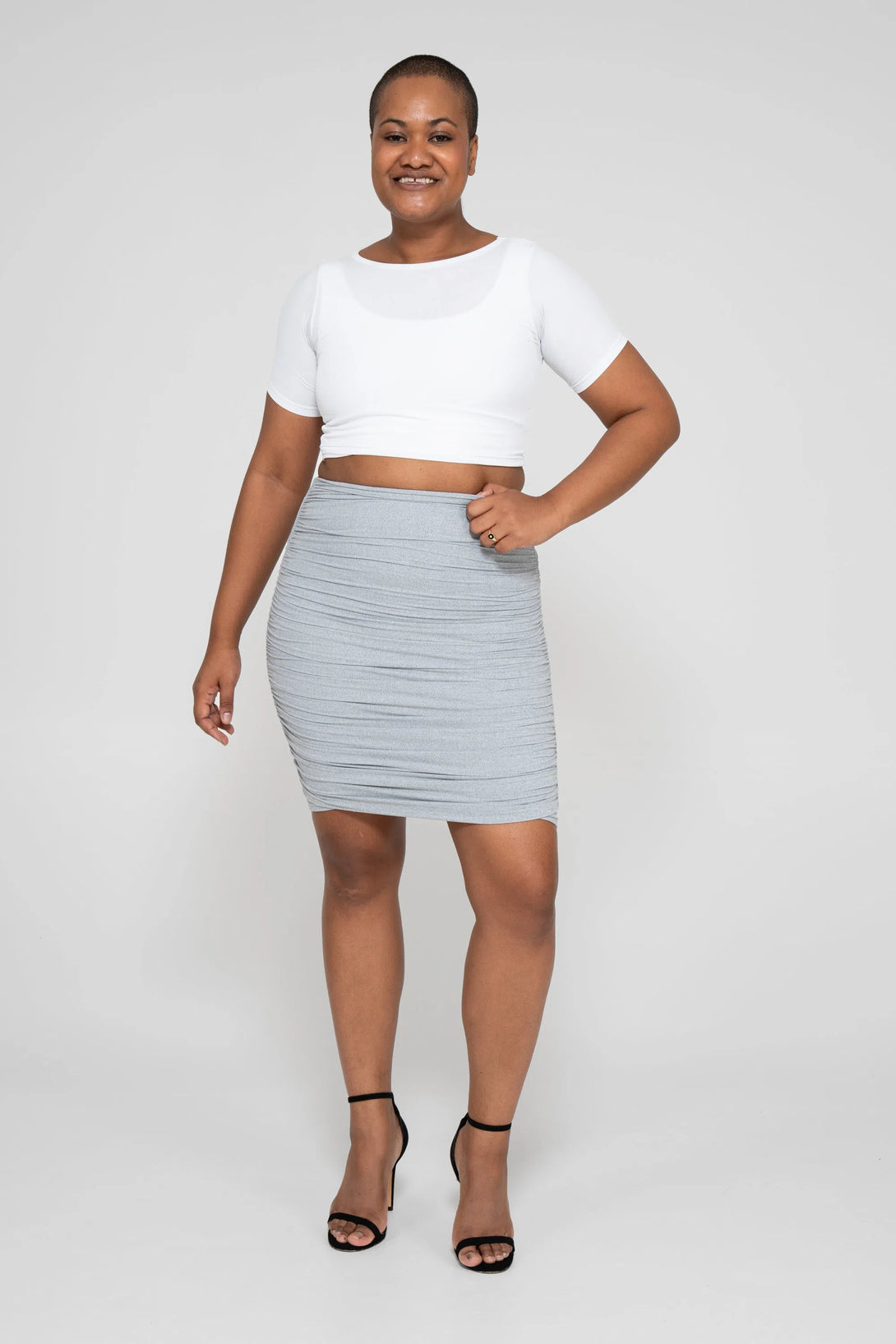 Heather Grey Soft to Touch - Ruched Mini Skirt-Activewear-Exoticathletica