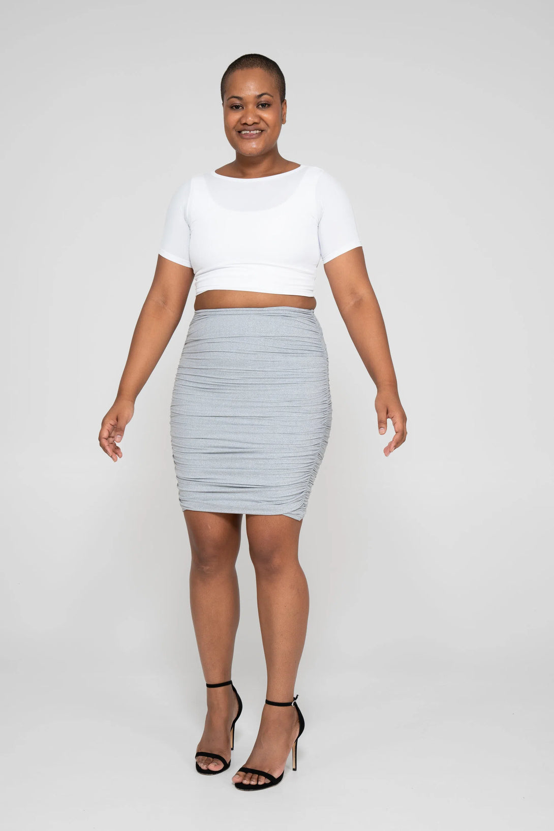 Heather Grey Soft to Touch - Ruched Mini Skirt-Activewear-Exoticathletica