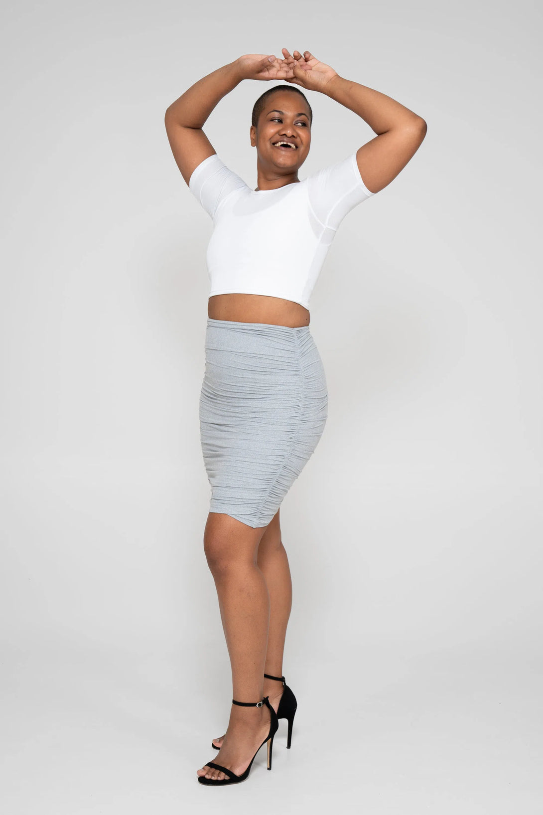 Heather Grey Soft to Touch - Ruched Mini Skirt-Activewear-Exoticathletica